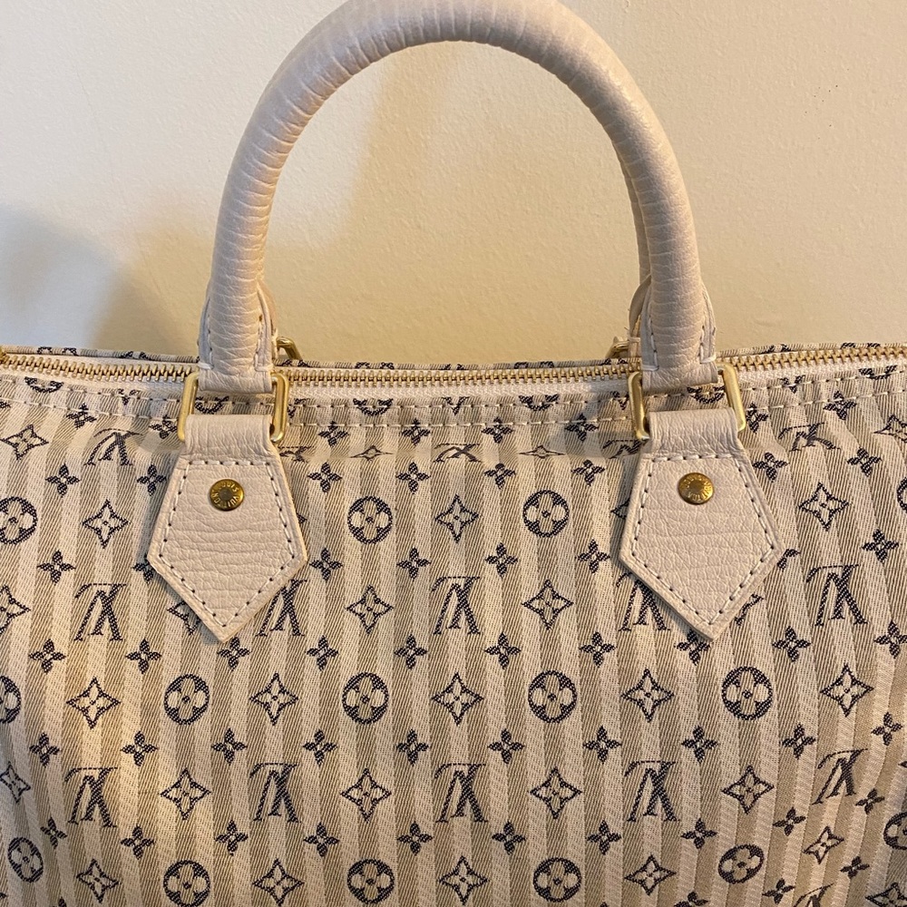 Louis Vuitton Croisette Speedy 30 Bleu Mini Lin Satchel - Picture 5 of 14